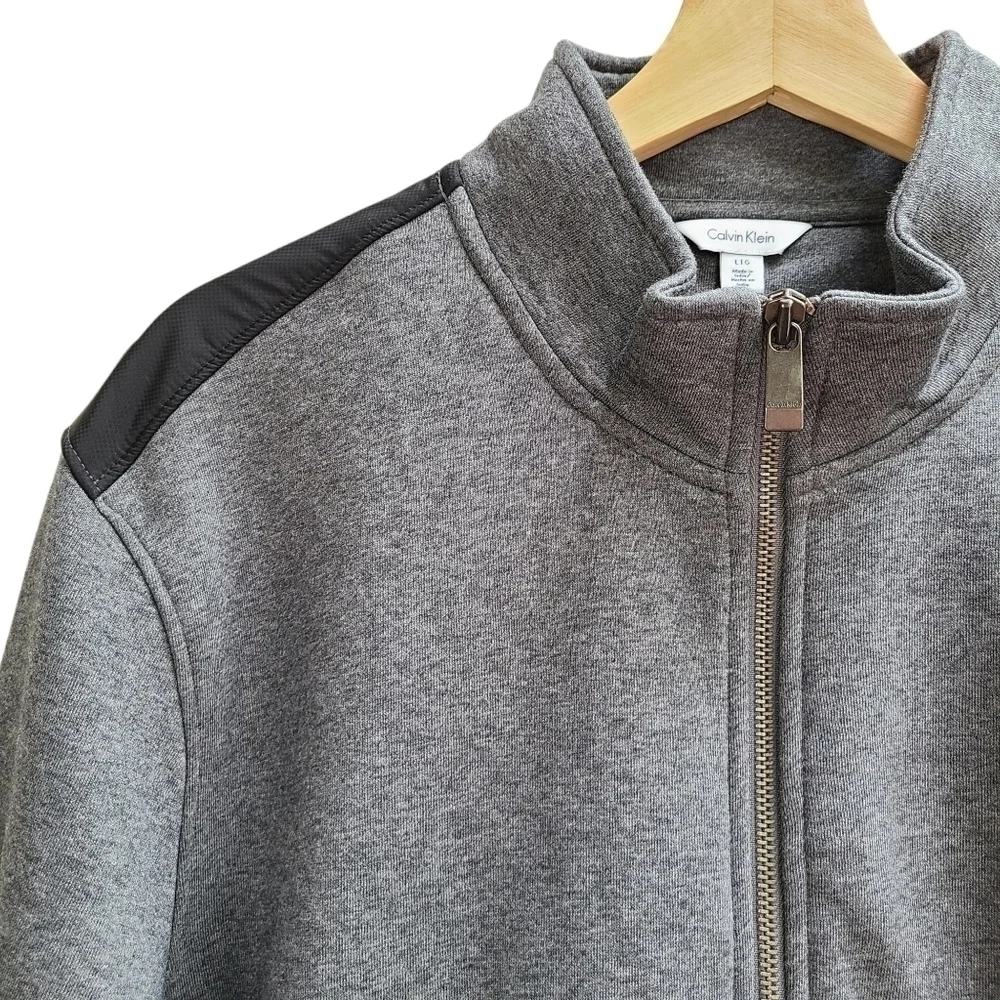 Calvin Klein Zipper Front Cotton Blend Sweatshirt Jacket, Size Large